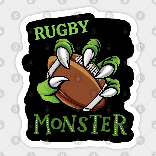 Rugby monster sport Gift for Rugby player love Rugby funny present for kids and adults Sticker by BoogieCreates